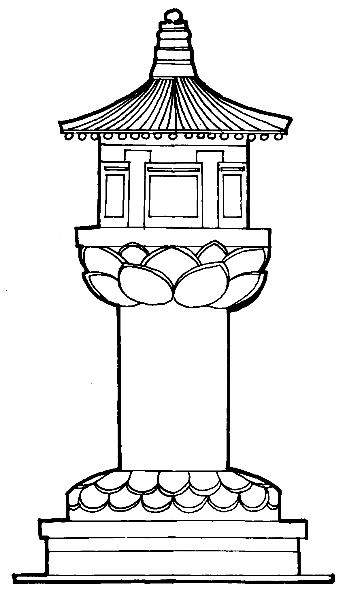 176 唐代渤海石燈塔仰覆蓮瓣圖案